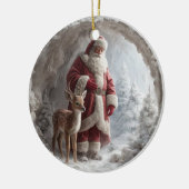 3D Santa and Deer Ceramic Christmas Ornament (Links)