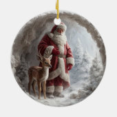 3D Santa and Deer Ceramic Christmas Ornament (Achterkant)
