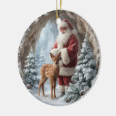 3D Santa and Deer Ceramic Christmas Ornament (Links)