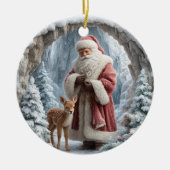 3D Santa and Deer Ceramic Christmas Ornament (Voorkant)