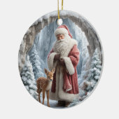 3D Santa and Deer Ceramic Christmas Ornament (Links)