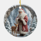 3D Santa and Deer Ceramic Christmas Ornament (Achterkant)