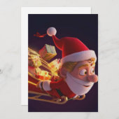 3D Santa Claus Christmas Greeting Card – Festive H (Voorkant / Achterkant)