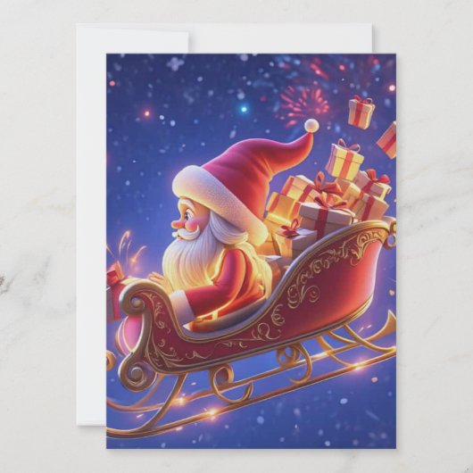 3D Santa Claus Christmas Greeting Card – Festive H (Voorkant)