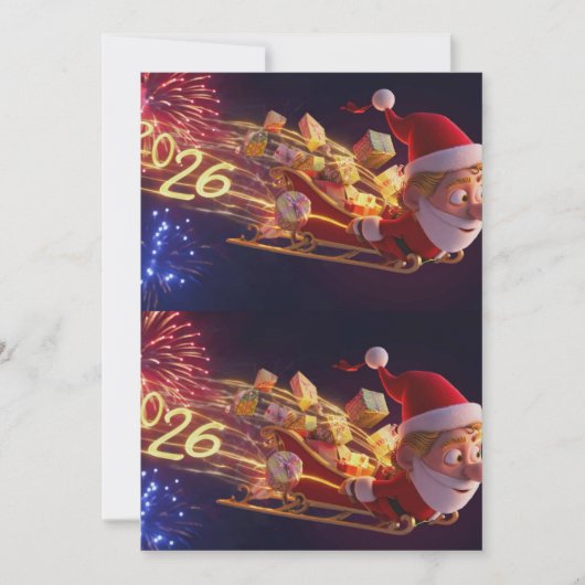 3D Santa Claus Christmas Greeting Card – Festive H (Voorkant)