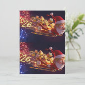3D Santa Claus Christmas Greeting Card – Festive H (Staand voorkant)