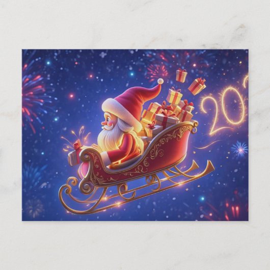 3D Santa Claus Christmas Greeting Card – Festive H Feestdagenkaart (Voorkant)