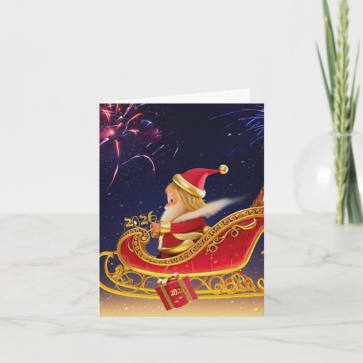 3D Santa Claus Christmas Greeting Card – Festive H Kaart (Voorkant)
