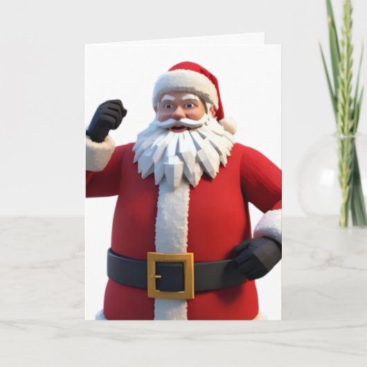3D Santa Claus Christmas Greeting Card – Festive H Kaart (Voorkant)