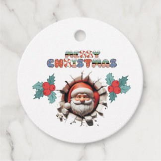 3D Santa Merry Christmas Label
