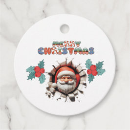 3D Santa Merry Christmas Label