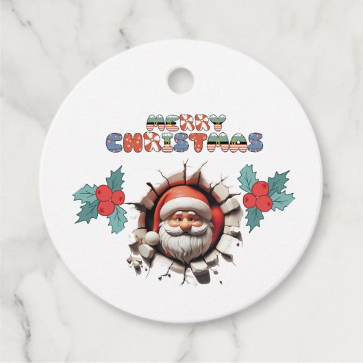 3D Santa Merry Christmas Label (Voorkant)