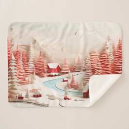 3D Scandinavisch Winterlandschap Baby Sherpa Deken