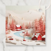 3D Scandinavisch winterlandschap Bedankjes Labels (Achterkant)