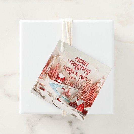 3D Scandinavisch winterlandschap Bedankjes Labels (In situ)