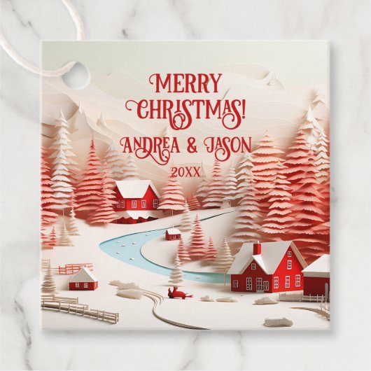 3D Scandinavisch winterlandschap Bedankjes Labels (Voorkant)