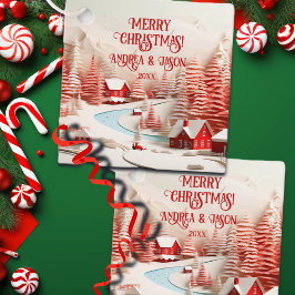 3D Scandinavisch winterlandschap Bedankjes Labels