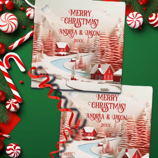 3D Scandinavisch winterlandschap Bedankjes Labels