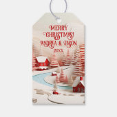 3D Scandinavisch winterlandschap Cadeaulabel (Voorkant)