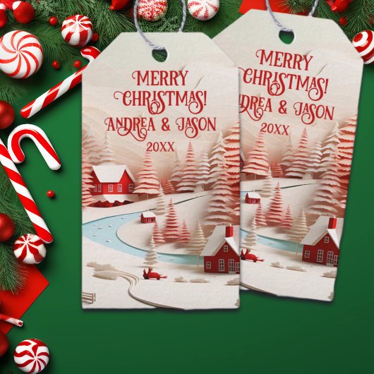 3D Scandinavisch winterlandschap Cadeaulabel