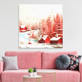 3D Scandinavisch winterlandschap Canvas Afdruk (Insitu (Woonkamer))