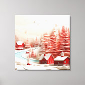 3D Scandinavisch winterlandschap Canvas Afdruk (Voorkant)