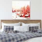 3D Scandinavisch winterlandschap Canvas Afdruk (Insitu (Slaapkamer))