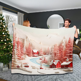 3D Scandinavisch winterlandschap Fleece Deken