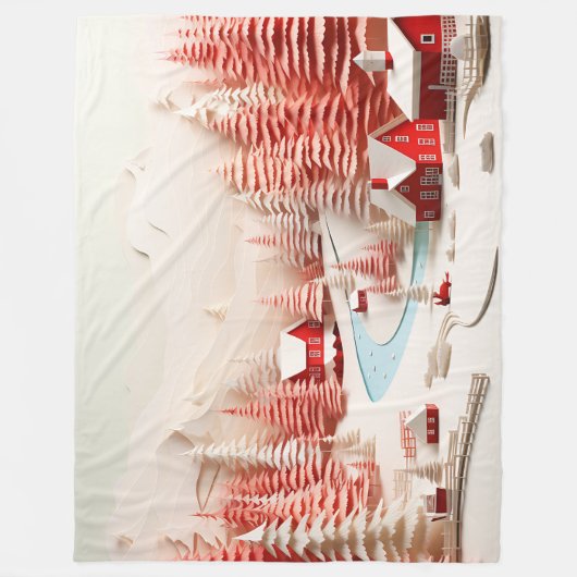 3D Scandinavisch winterlandschap Fleece Deken (Voorkant)