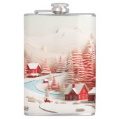 3D Scandinavisch winterlandschap Heupfles (Voorkant)