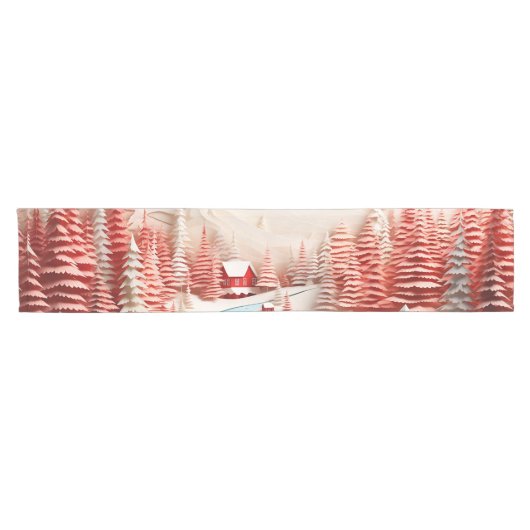 3D Scandinavisch winterlandschap Korte Tafelloper (Horizontaal)