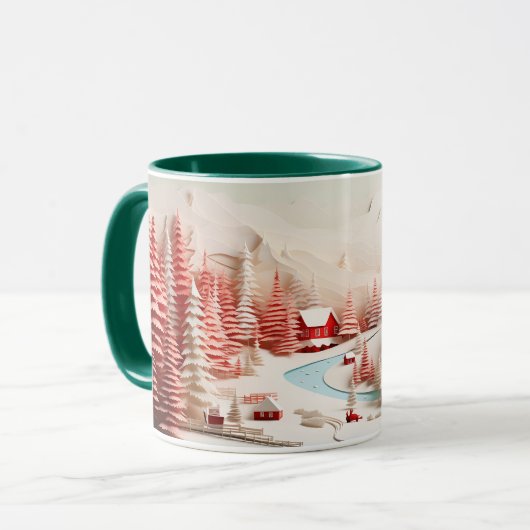 3D Scandinavisch winterlandschap Mok (Voorkant links)