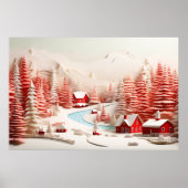 3D Scandinavisch winterlandschap Poster (Voorkant)