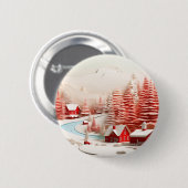 3D Scandinavisch winterlandschap Ronde Button 5,7 Cm (Voorkant /achterkant)