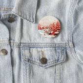 3D Scandinavisch winterlandschap Ronde Button 5,7 Cm (In situ)