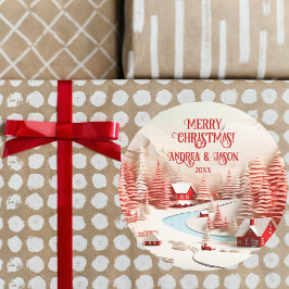 3D Scandinavisch winterlandschap Ronde Sticker