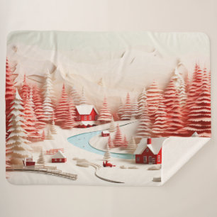 3D Scandinavisch winterlandschap Sherpa Deken