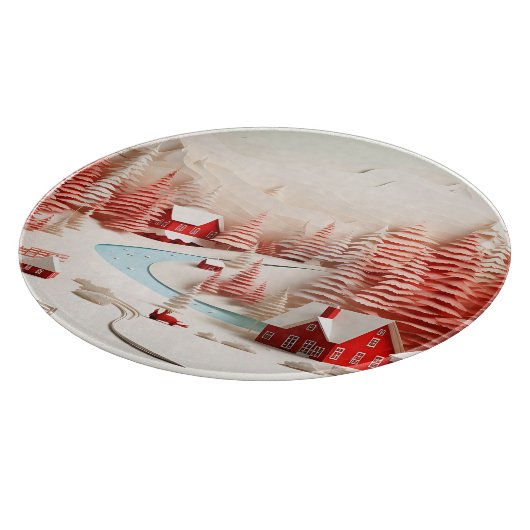 3D Scandinavisch winterlandschap Snijplank (Hoek)