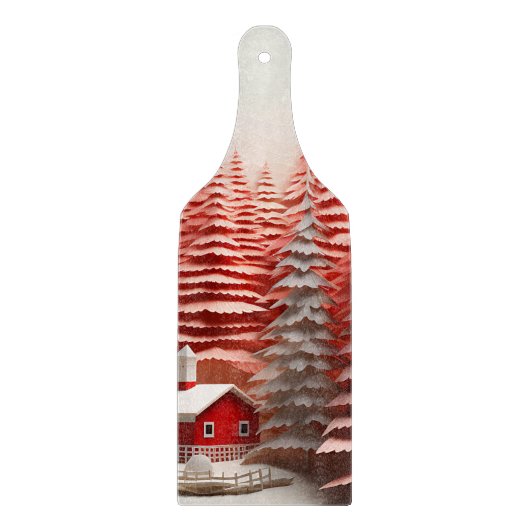 3D Scandinavisch winterlandschap Snijplank (Voorkant)