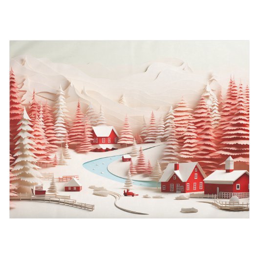 3D Scandinavisch winterlandschap Tafelkleed (Voorkant (Horizontaal))