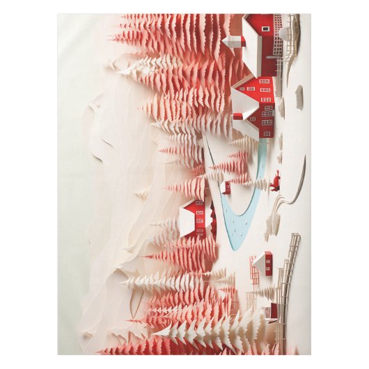 3D Scandinavisch winterlandschap Tafelkleed (Voorkant)