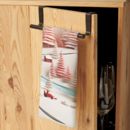 3D Scandinavisch winterlandschap Theedoek