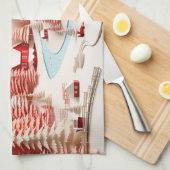 3D Scandinavisch winterlandschap Theedoek (Quarter Fold)