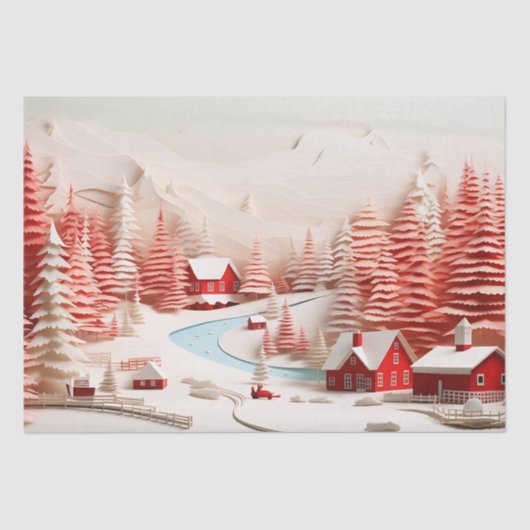 3D Scandinavisch winterlandschap Tissuepapier (Voorkant)