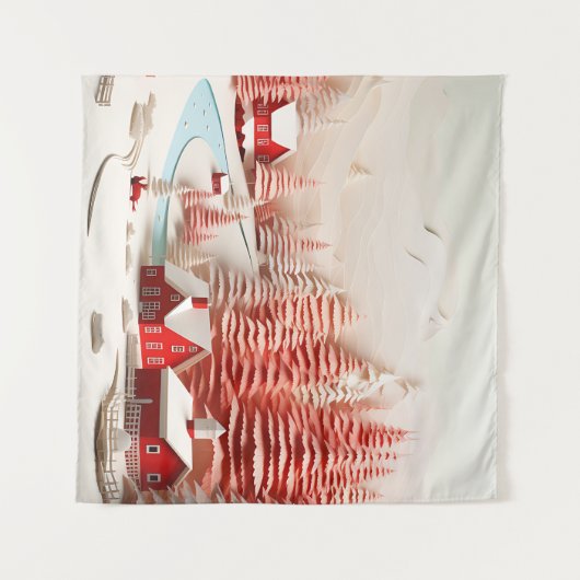 3D Scandinavisch winterlandschap Wandkleed (Voorkant (horizontaal))