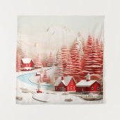 3D Scandinavisch winterlandschap Wandkleed (Voorkant)
