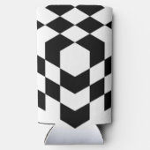 3D schaakbord zwart kubus wit Seltzer Blikjeskoeler (Achterkant)