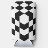 3D schaakbord zwart kubus wit Seltzer Blikjeskoeler (Voorkant)