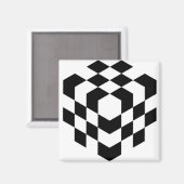 3d schaakbordkubus magneet (Voorkant / Achterkant)