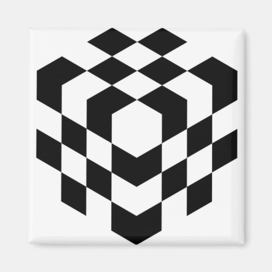 3d schaakbordkubus magneet (Voorkant)